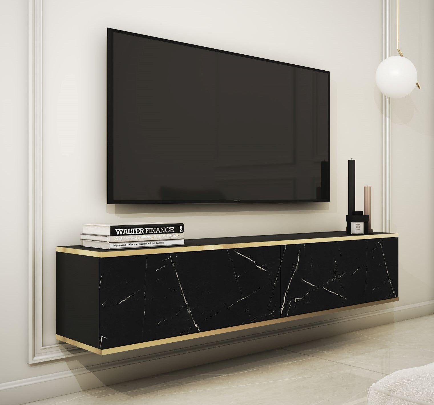 Meuble TV suspendu 135x30 Glamour ORIS