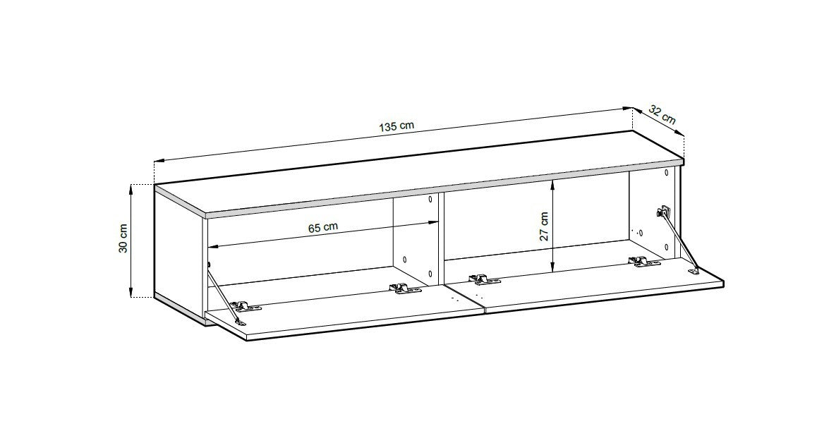 Meuble TV suspendu 135x30 Glamour ORIS