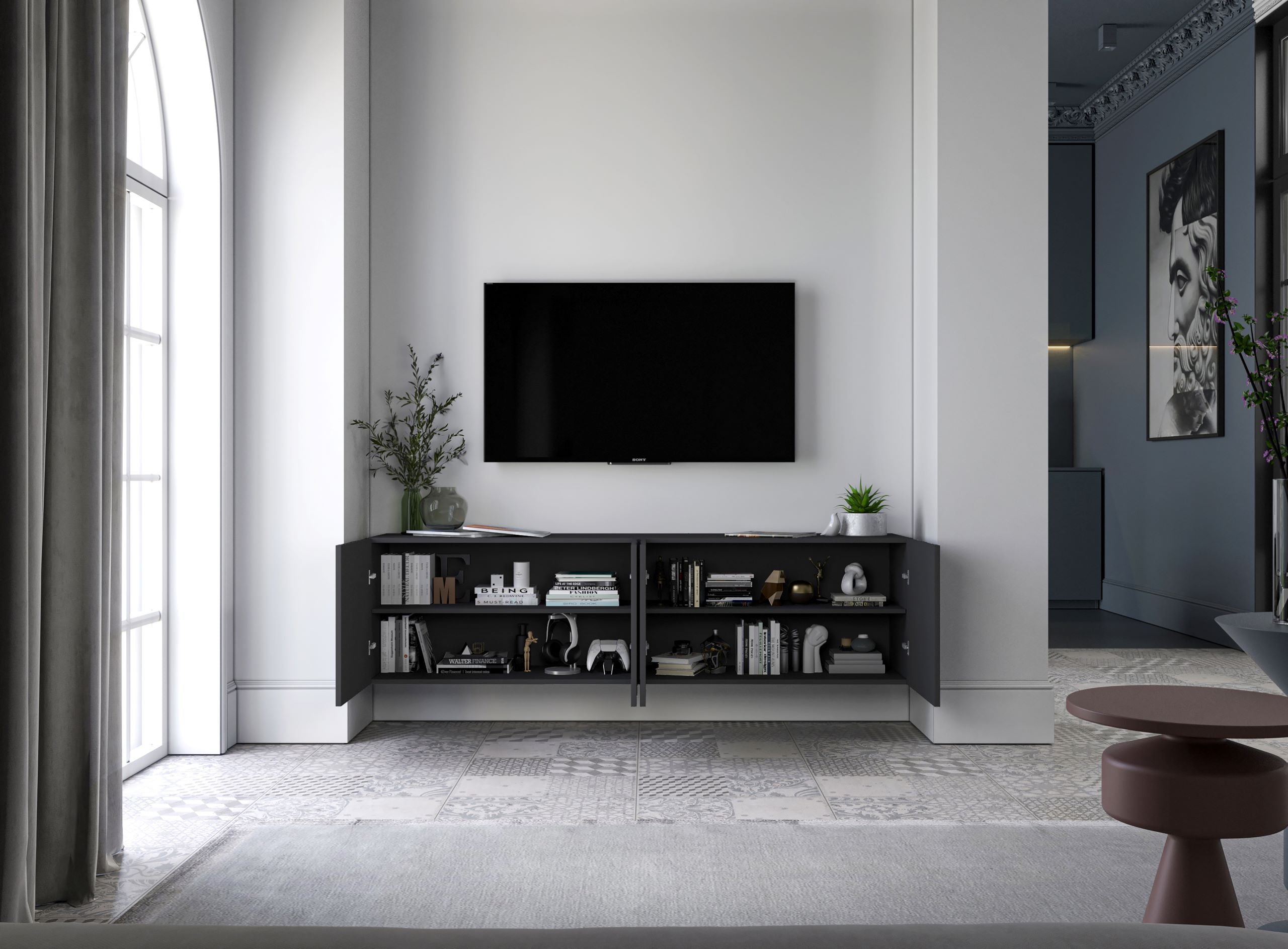 Meuble TV mural 150x35 classique ELPIS